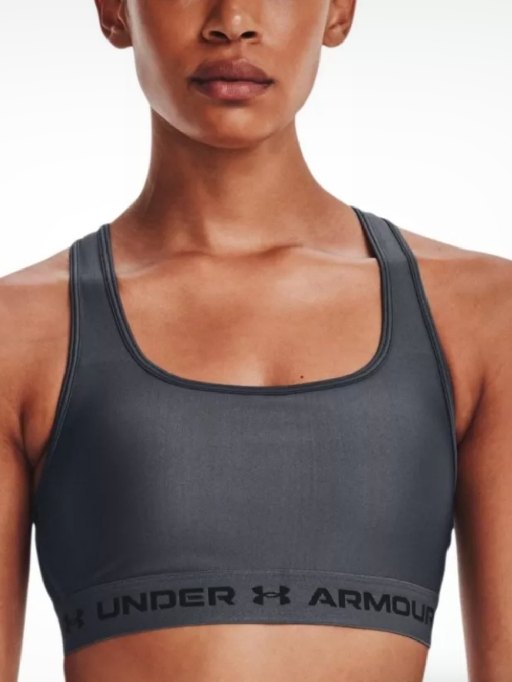 Under Armour Womens Gray Mid Crossback Heather Pullover Sports Bra Sz S EUC